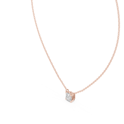 Solitaire Princess Cut Langrown Sparkling Diamond Pendant For Her In 14K Solid Gold - HIGHCARAT DIAMONDS