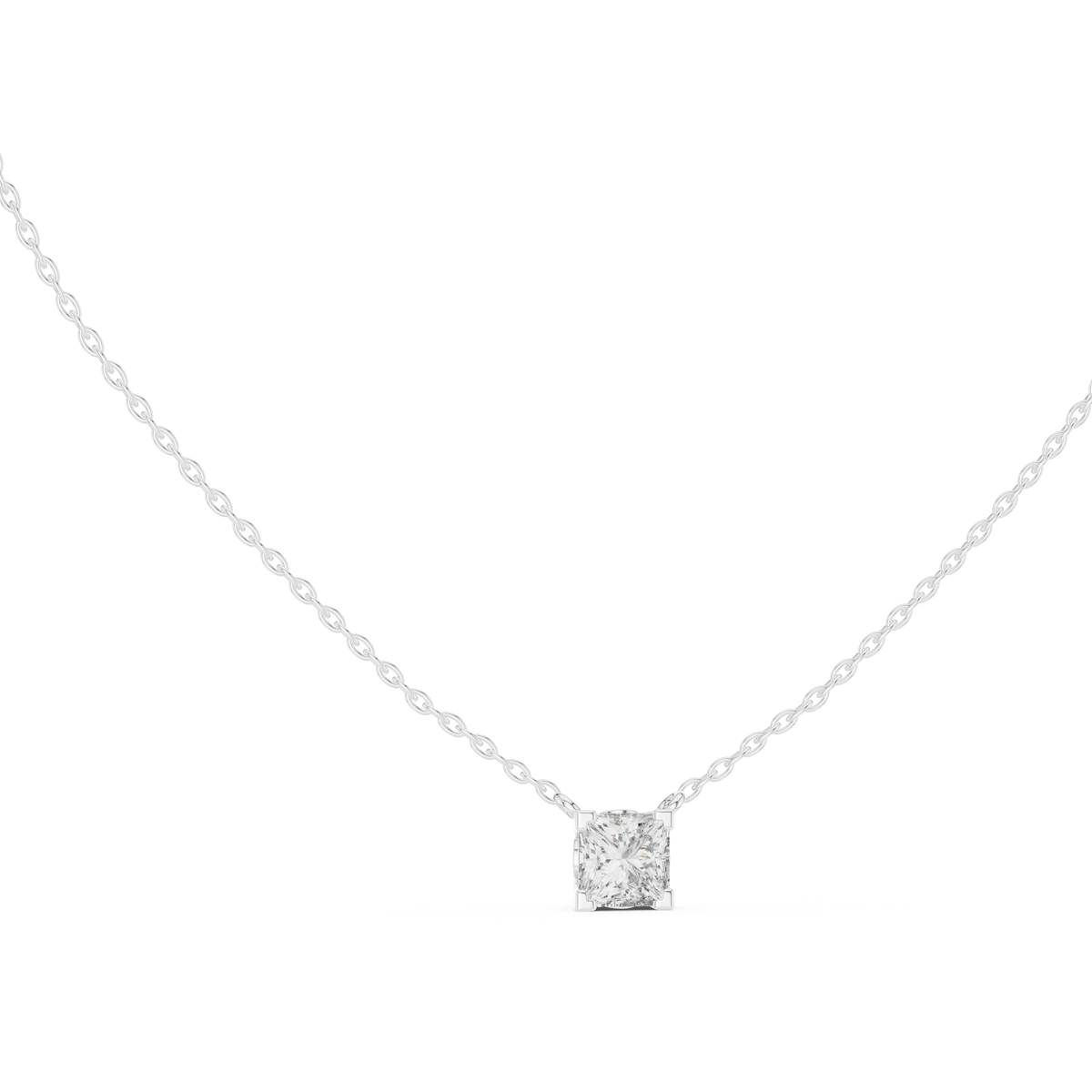 Solitaire Princess Cut Langrown Sparkling Diamond Pendant For Her In 14K Solid Gold - HIGHCARAT DIAMONDS