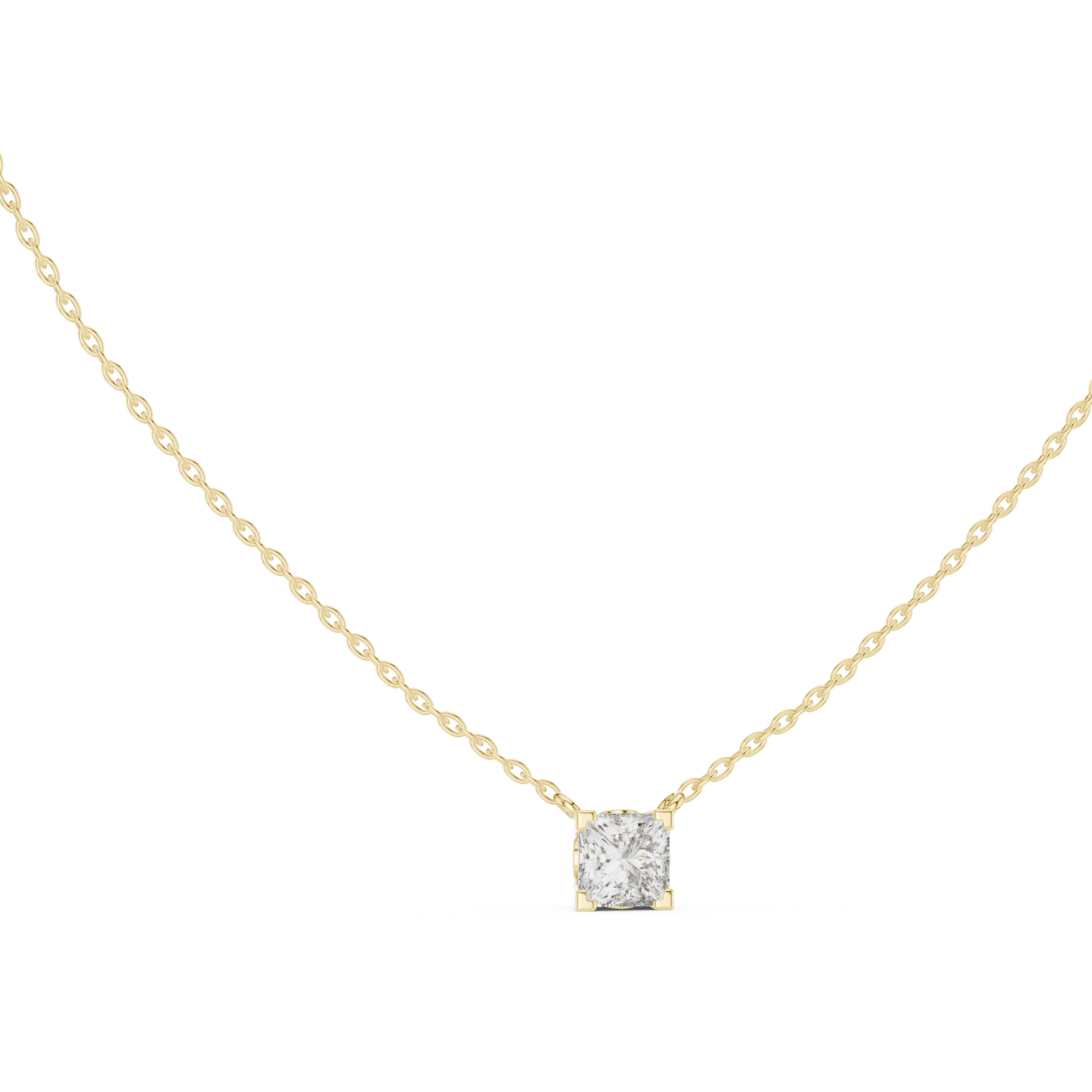 Solitaire Princess Cut Langrown Sparkling Diamond Pendant For Her In 14K Solid Gold - HIGHCARAT DIAMONDS