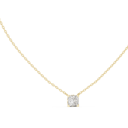 Solitaire Princess Cut Langrown Sparkling Diamond Pendant For Her In 14K Solid Gold - HIGHCARAT DIAMONDS