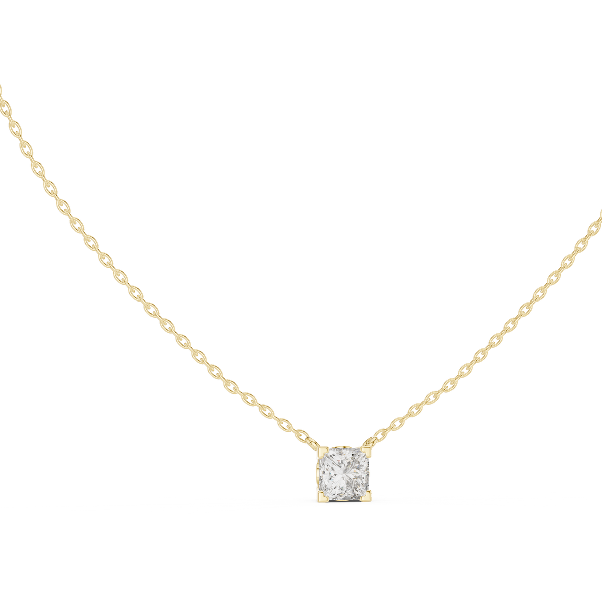 Round Prong Set Lab Grown Diamond Solitaire Pendant in White Gold Front View