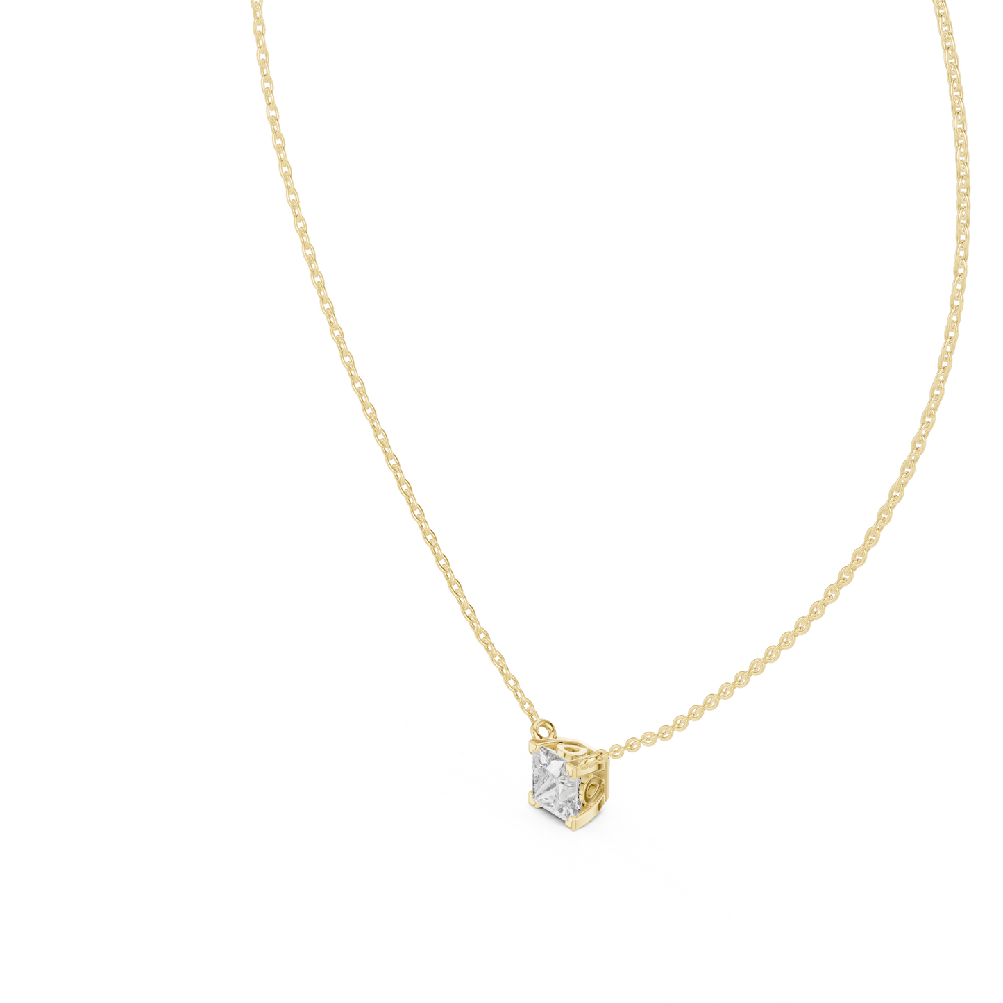 Solitaire Princess Cut Langrown Sparkling Diamond Pendant For Her In 14K Solid Gold - HIGHCARAT DIAMONDS