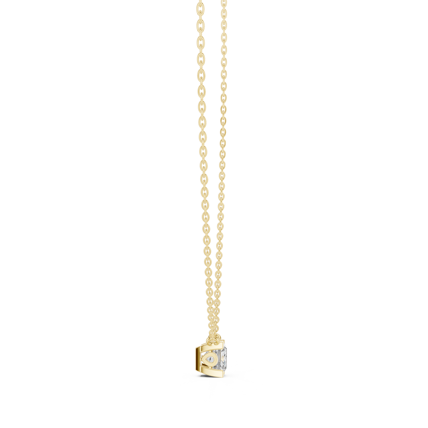 Solitaire Princess Cut Langrown Sparkling Diamond Pendant For Her In 14K Solid Gold - HIGHCARAT DIAMONDS