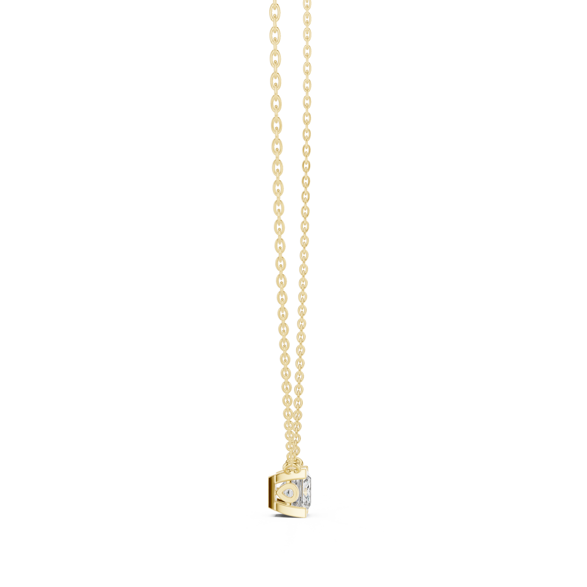 Round Prong Set Diamond Pendant Side Angle View