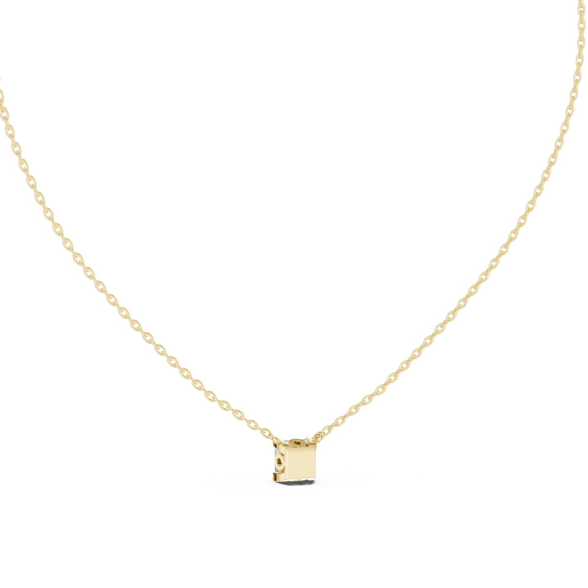 Solitaire Princess Cut Langrown Sparkling Diamond Pendant For Her In 14K Solid Gold - HIGHCARAT DIAMONDS