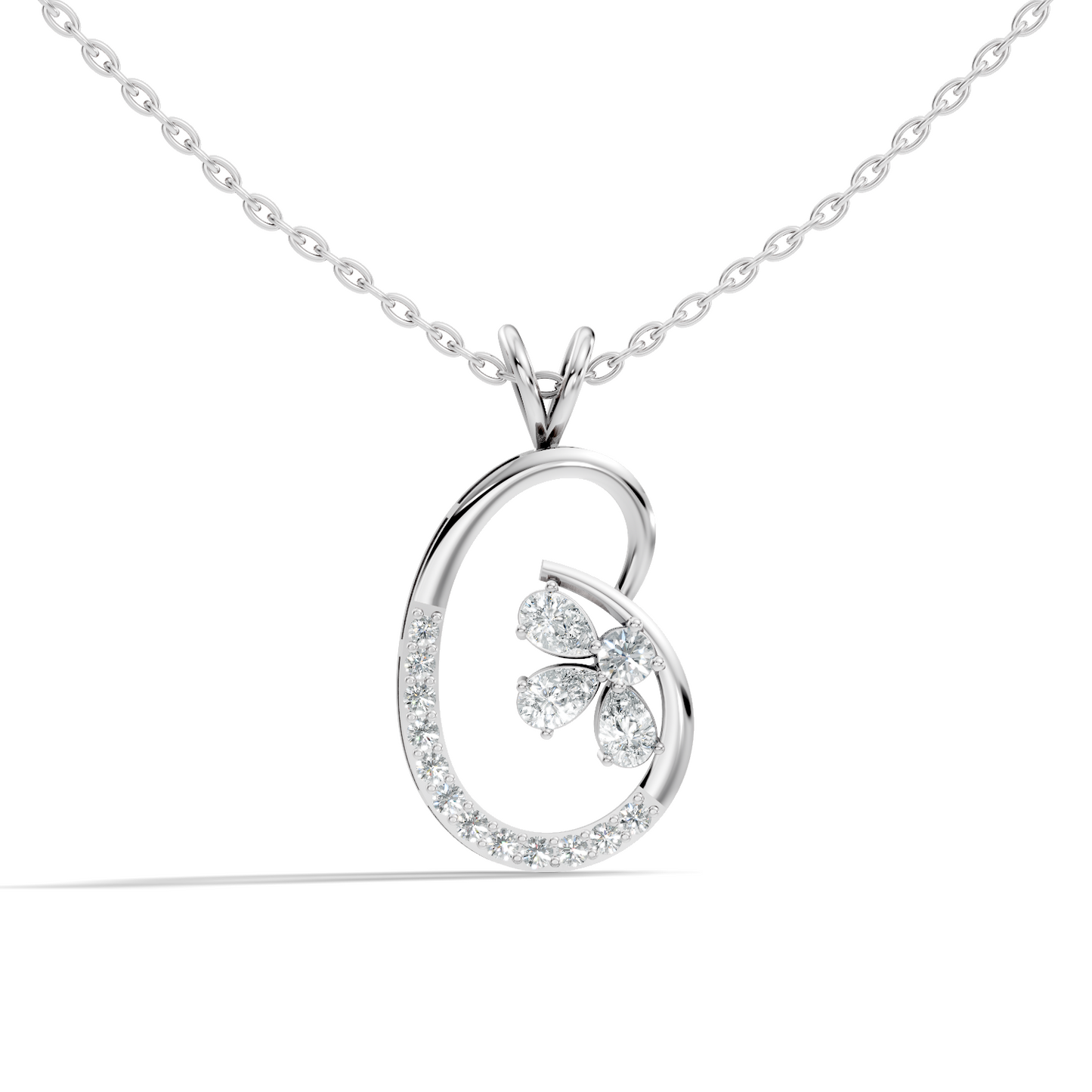Lab-Grown Diamond Butterfly Cut Pendant 14K Rose Gold Necklace Elegant Jewelry - HIGHCARAT DIAMONDS