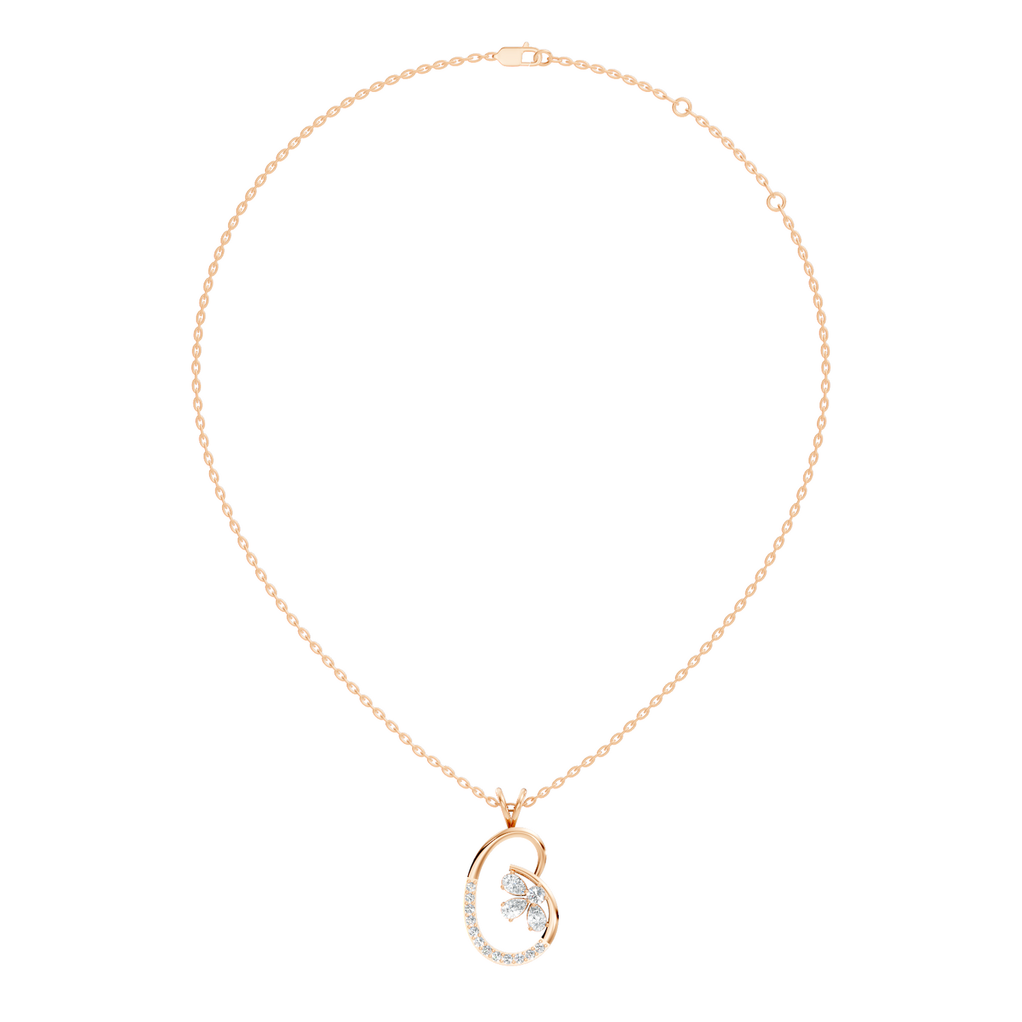 Lab-Grown Diamond Butterfly Cut Pendant 14K Rose Gold Necklace Elegant Jewelry - HIGHCARAT DIAMONDS