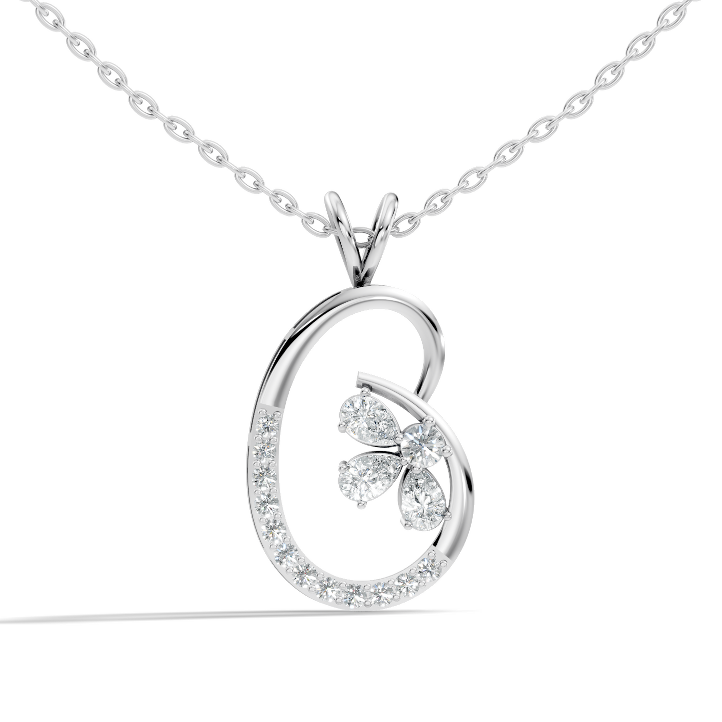 Lab-Grown Diamond Butterfly Cut Pendant 14K Rose Gold Necklace Elegant Jewelry - HIGHCARAT DIAMONDS