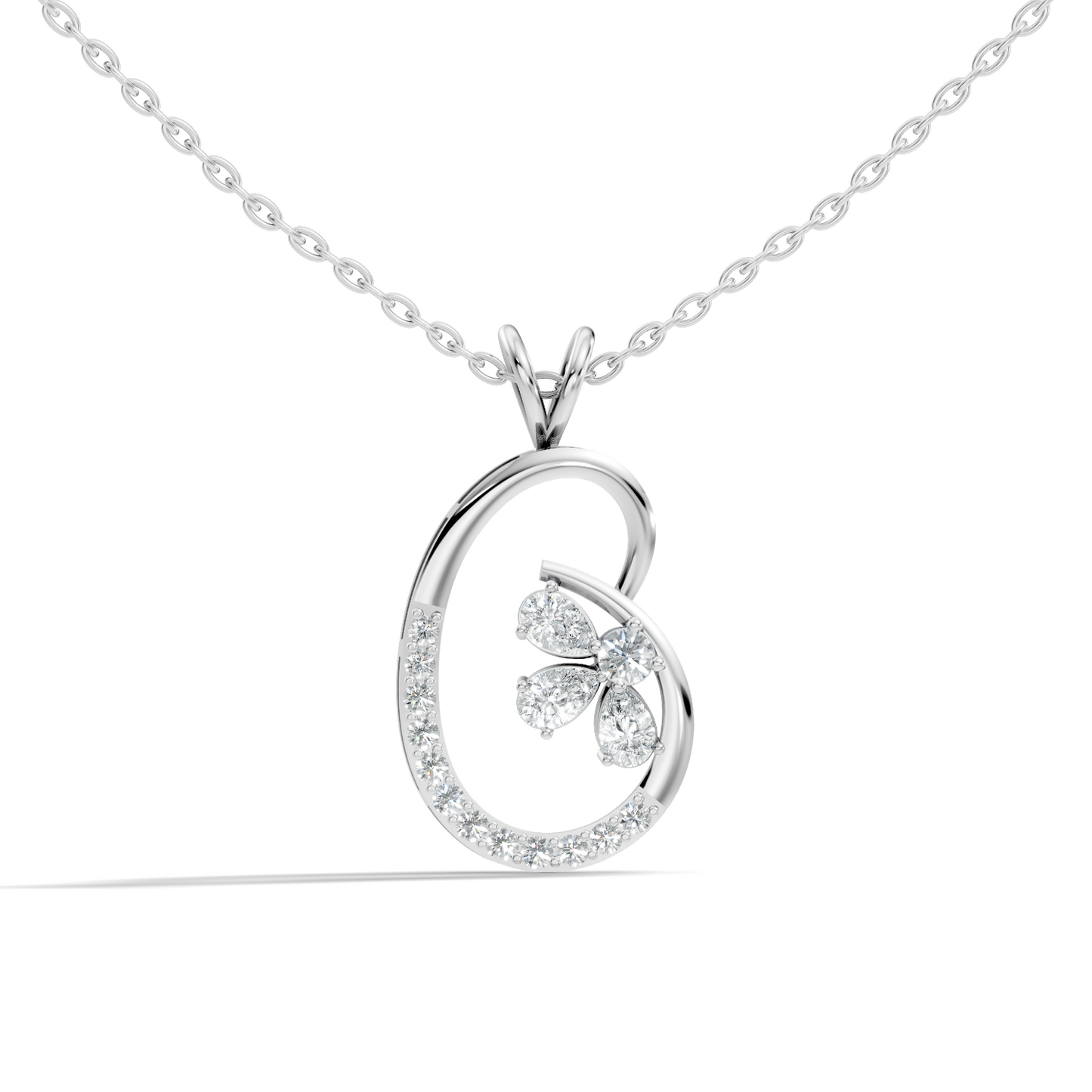 Lab-Grown Diamond Butterfly Cut Pendant 14K Rose Gold Necklace Elegant Jewelry - HIGHCARAT DIAMONDS