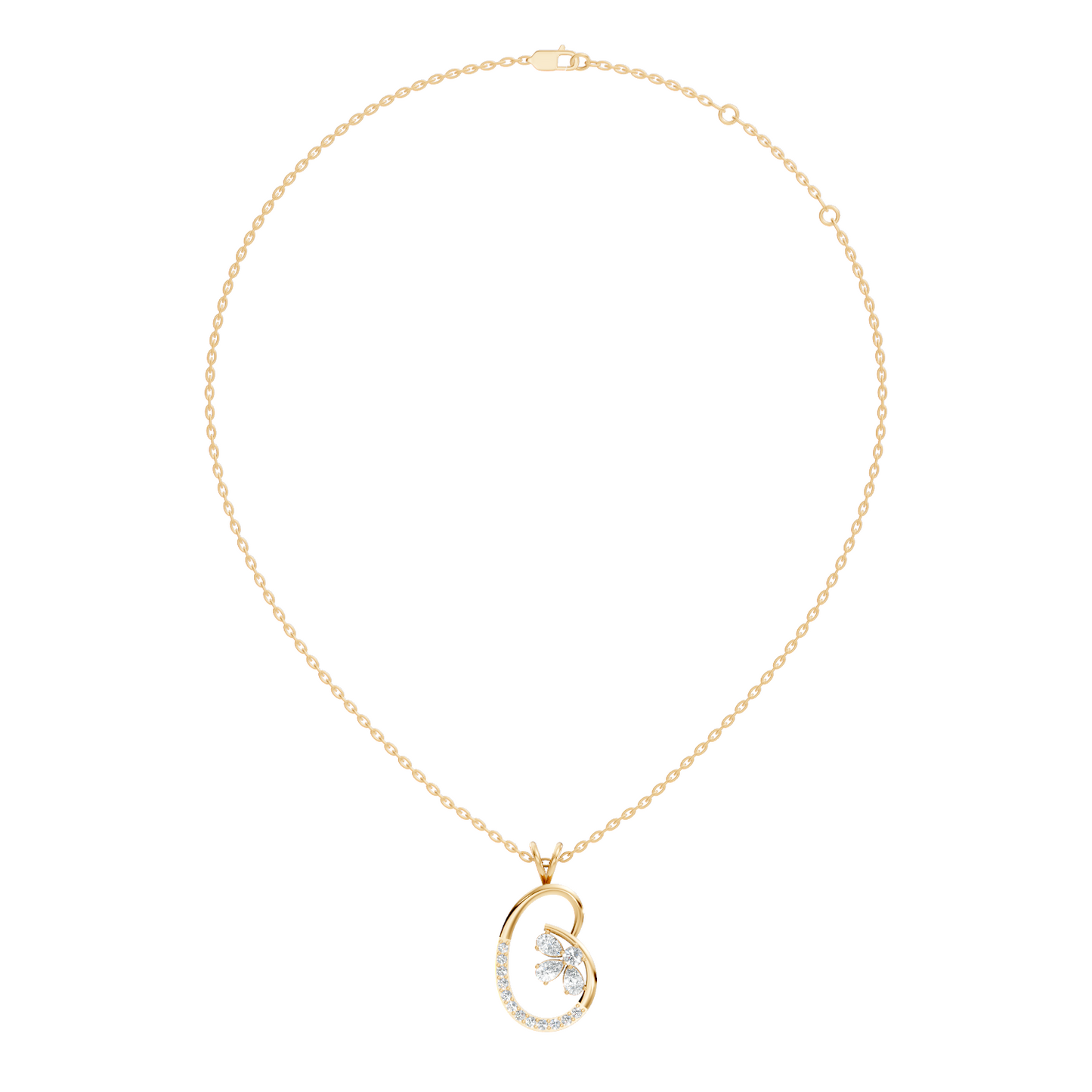 Lab-Grown Diamond Butterfly Cut Pendant 14K Rose Gold Necklace Elegant Jewelry - HIGHCARAT DIAMONDS