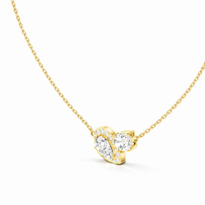 Round & Pear Shape 2.71 Ct 14k Solid Rose Gold Shinning New Classic Diamond Pendant For Her - HIGHCARAT DIAMONDS