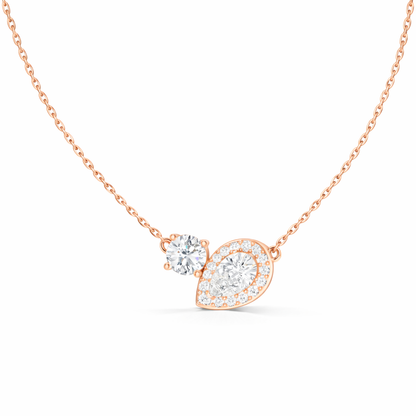 Round & Pear Shape 2.71 Ct 14k Solid Rose Gold Shinning New Classic Diamond Pendant For Her - HIGHCARAT DIAMONDS