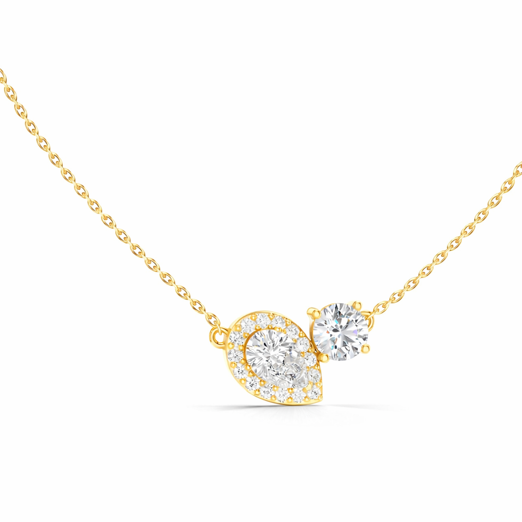 Round & Pear Shape 2.71 Ct 14k Solid Rose Gold Shinning New Classic Diamond Pendant For Her - HIGHCARAT DIAMONDS