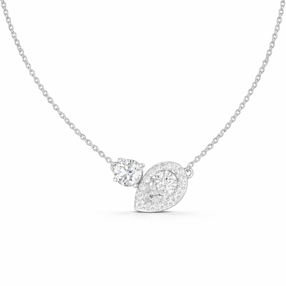 Round & Pear Shape 2.71 Ct 14k Solid Rose Gold Shinning New Classic Diamond Pendant For Her - HIGHCARAT DIAMONDS