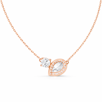 Round & Pear Shape 2.71 Ct 14k Solid Rose Gold Shinning New Classic Diamond Pendant For Her - HIGHCARAT DIAMONDS