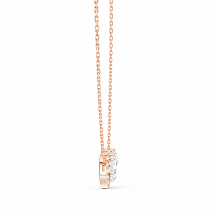 Round & Pear Shape 2.71 Ct 14k Solid Rose Gold Shinning New Classic Diamond Pendant For Her - HIGHCARAT DIAMONDS