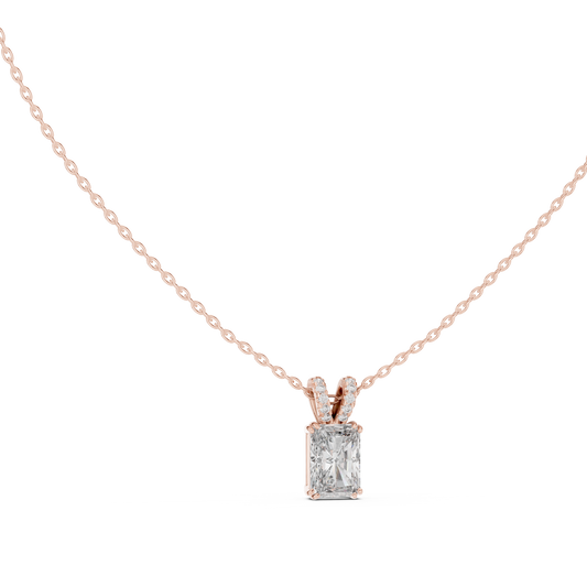 Round & Radiant Cut Lab Grown Vintage Style Diamond Pendant For Bridal