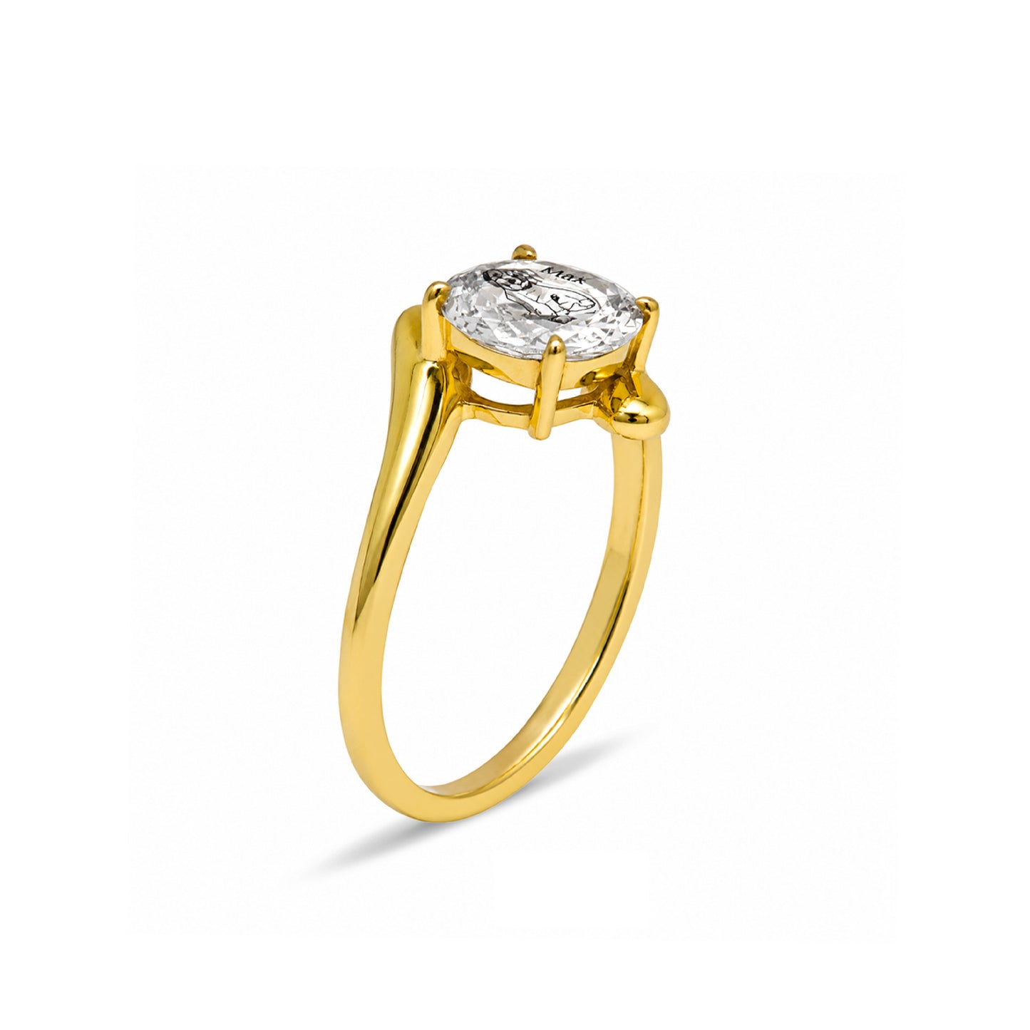 Round Rose Cut Lab Grown Diamond Custom Pet Image Ring - HIGHCARAT DIAMONDS