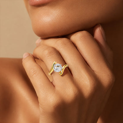 Round Rose Cut Lab Grown Diamond Custom Pet Image Ring - HIGHCARAT DIAMONDS