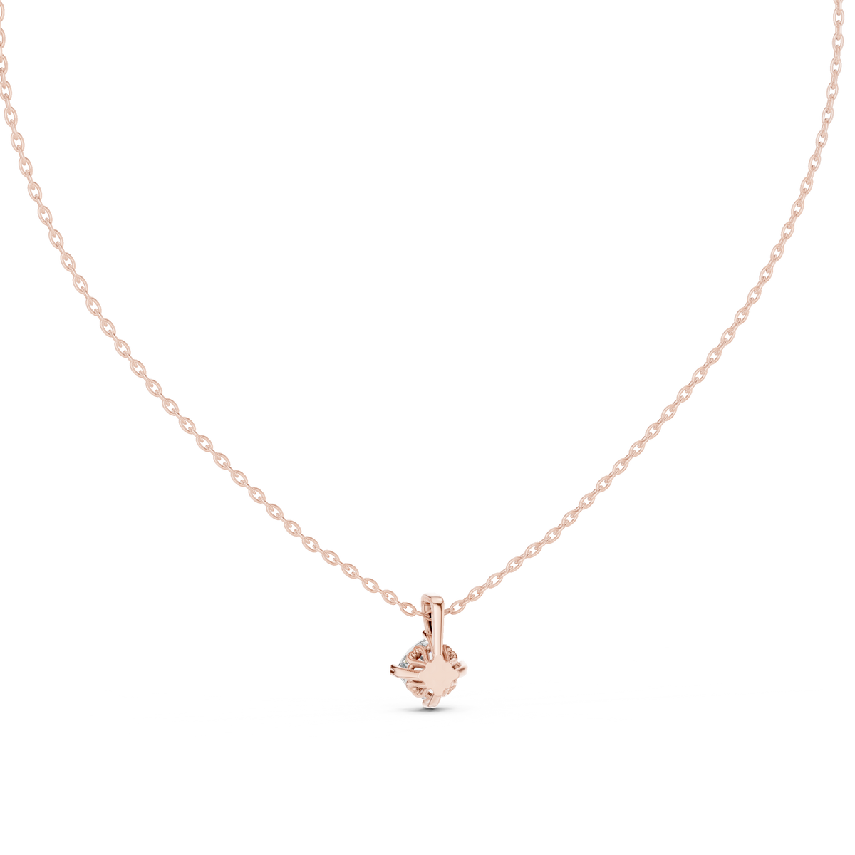 Round Rose Gold Solitaire Four Prong Diamond Pendant Alternate Angle