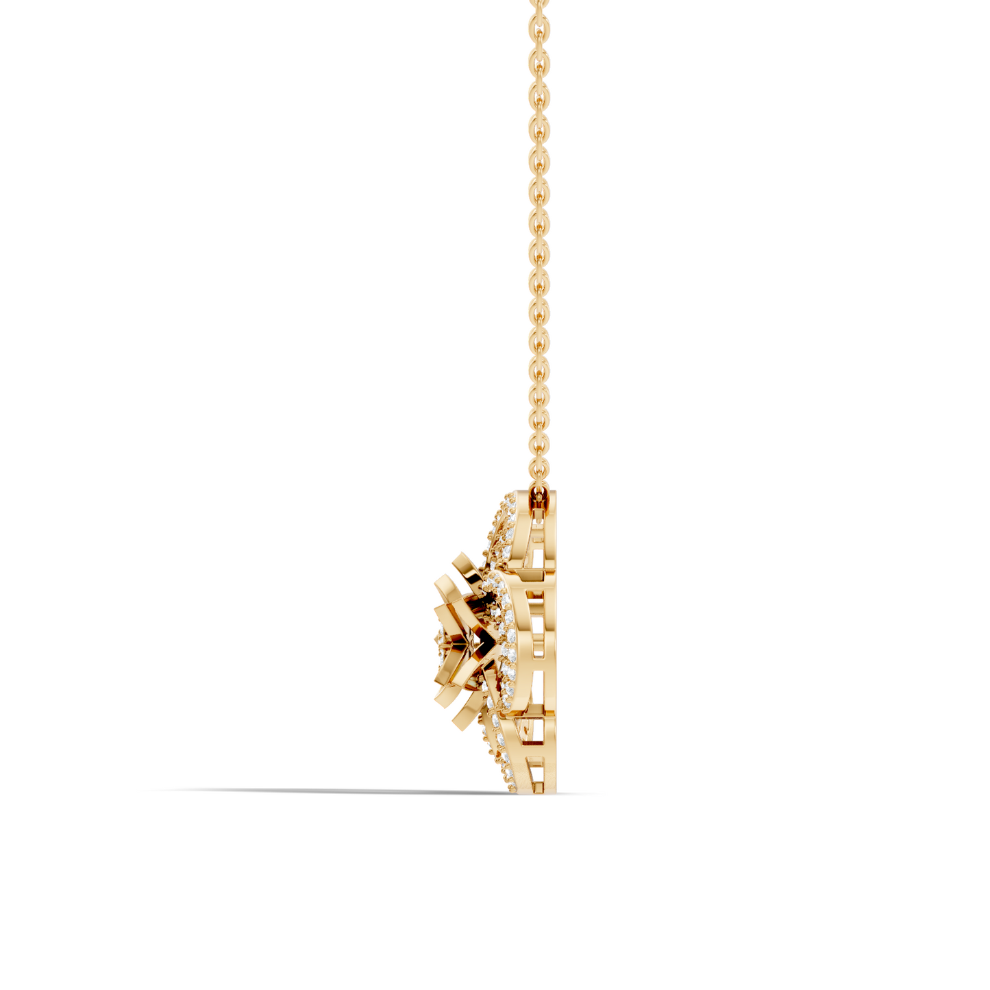 Round Shape 14k Solid Gold Natural-Lab Grown Diamond Elegance New Stlye Pendant For Women