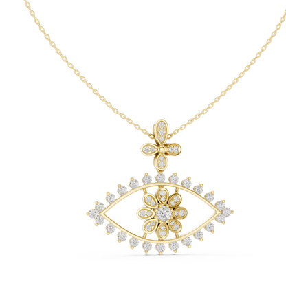 Round Cut Eyes Shape 18k Solid Gold Every Shiny Wear Diamond Pendant For Her - HIGHCARAT DIAMONDS