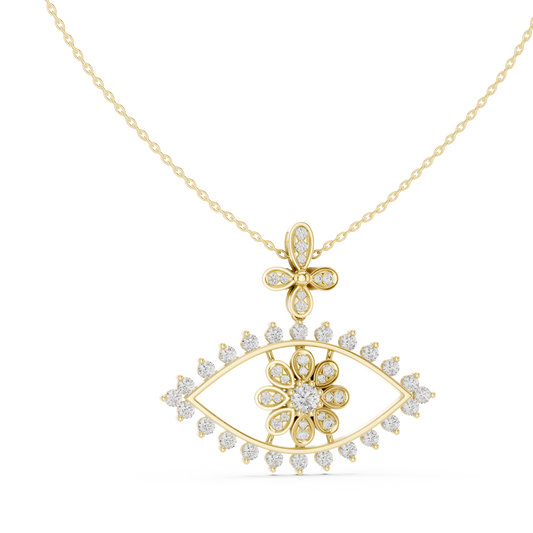 Round Cut Eyes Shape 18k Solid Gold Every Shiny Wear Diamond Pendant For Her - HIGHCARAT DIAMONDS