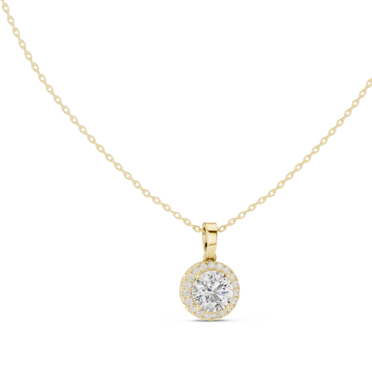 2.29 Ct Round Shape 14k Solid Gold Stunning Sparkling Diamond Pendant For Wedding Wear - HIGHCARAT DIAMONDS