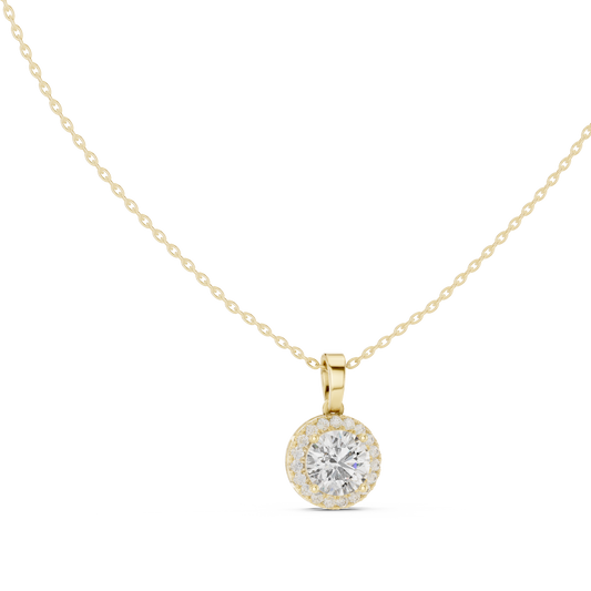 2.29 Ct Round Shape 14k Solid Gold Stunning Sparkling Diamond Pendant For Wedding Wear - HIGHCARAT DIAMONDS