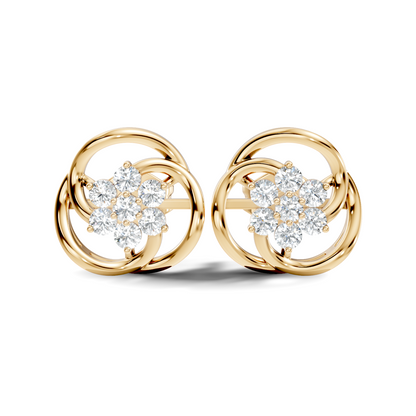 Round Shape Lab Gown & Natural Diamond Affordable Stunning Sparkling Diamond Earrings For Anniversary Gift