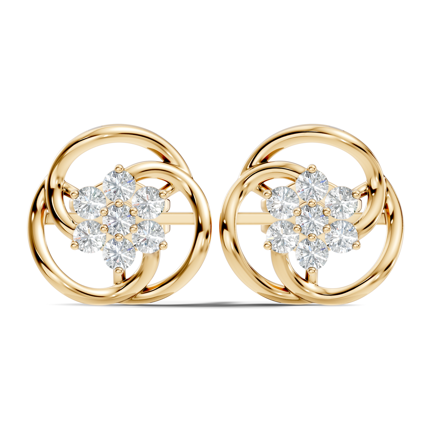 Round Shape Lab Gown & Natural Diamond Affordable Stunning Sparkling Diamond Earrings For Anniversary Gift