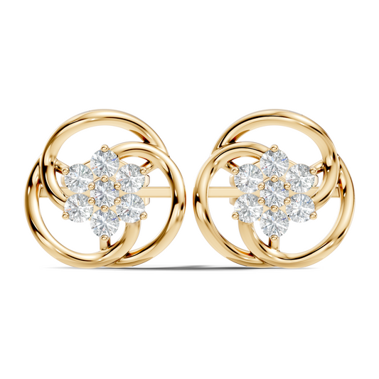 Round Shape Lab Gown & Natural Diamond Affordable Stunning Sparkling Diamond Earrings For Anniversary Gift