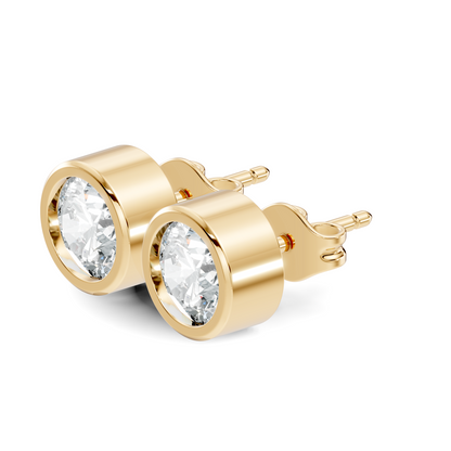 Round Shape Lab Grown Diamond 10k Solid Gold Diamond Earrings For New Party Wear Look For Women