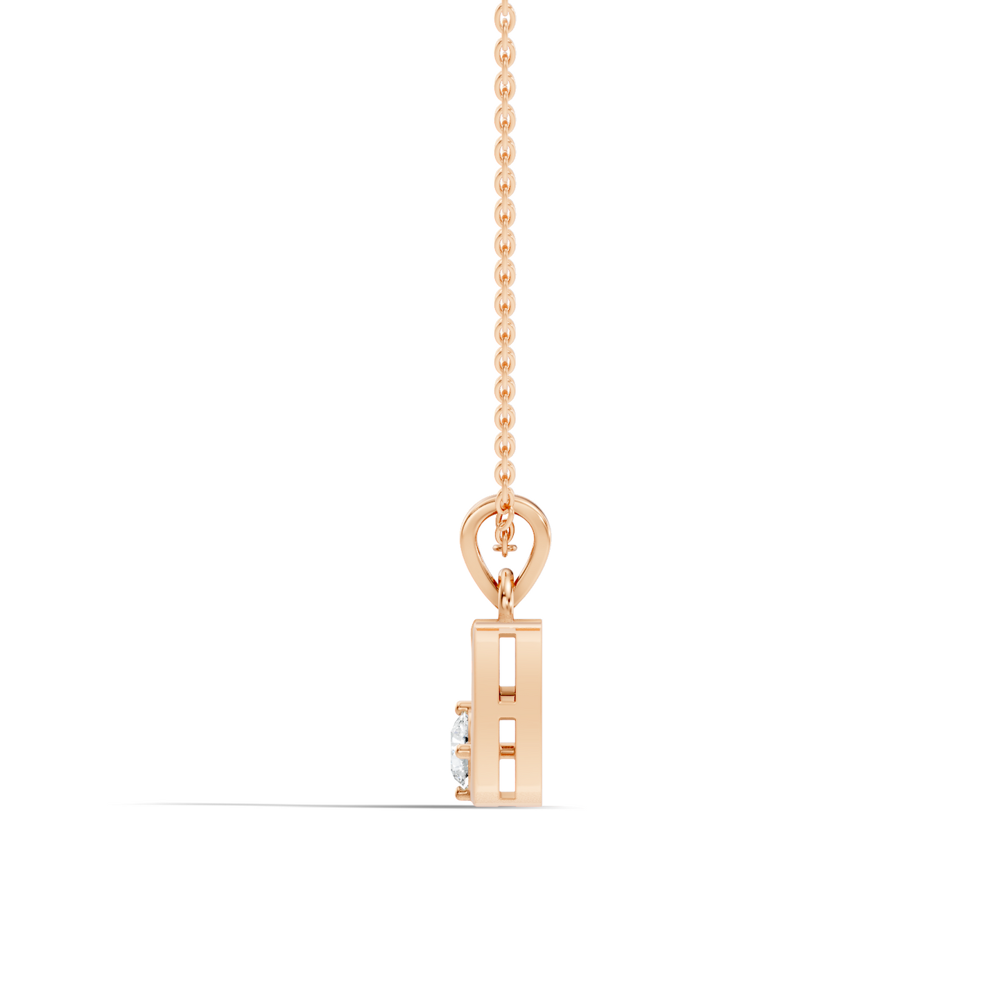 Round Shape Lab Grown Diamond 14k Solid Rose Gold Diamond Pendant For Occasionally Wear