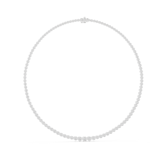 Round Shape Lab Grown Diamond 18k Solid White Gold Women Diamond Necklace - HIGHCARAT DIAMONDS