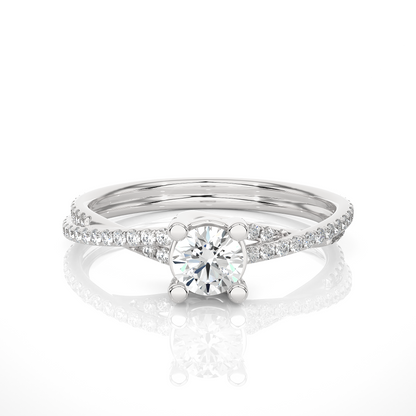 Round Shape Lab Grown Diamond Colorless 14K Solid Gold Ring Gift For Her Birthday - HIGHCARAT DIAMONDS