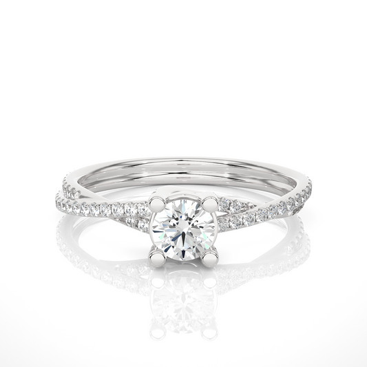 Round Shape Lab Grown Diamond Colorless 14K Solid Gold Ring Gift For Her Birthday - HIGHCARAT DIAMONDS