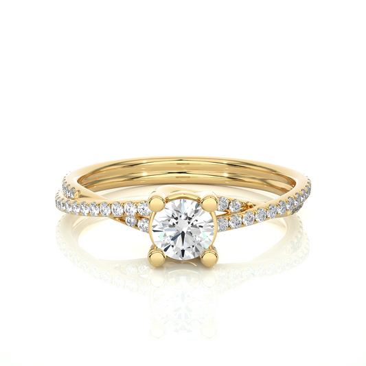 Round Shape Lab Grown Diamond Colorless 14K Solid Gold Ring Gift For Her Birthday