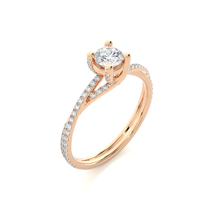 Round Shape Lab Grown Diamond Colorless 14K Solid Gold Ring Gift For Her Birthday - HIGHCARAT DIAMONDS