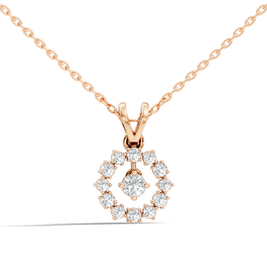 Stunning 0.38 Ct Round Diamond Charm Pendant 18K White Gold Jewelry For Women - HIGHCARAT DIAMONDS