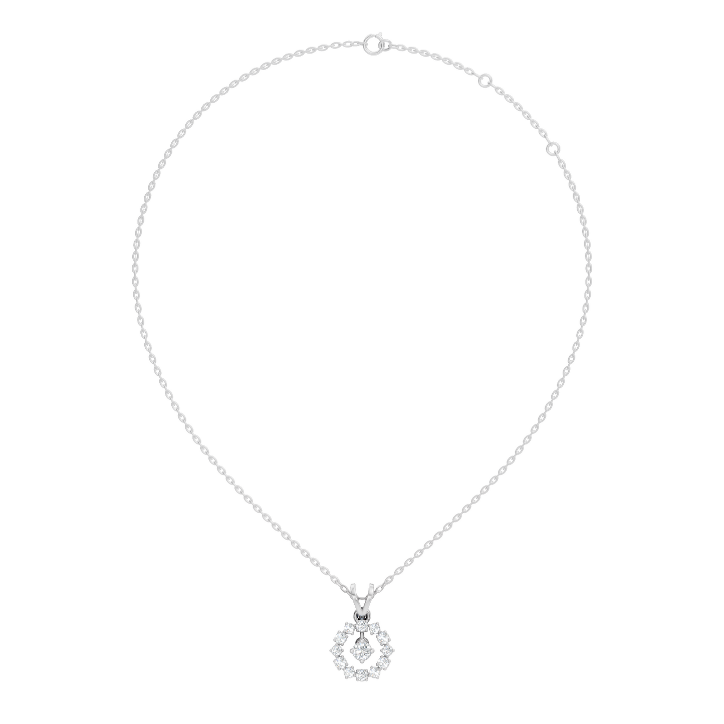 Stunning 0.38 Ct Round Diamond Charm Pendant 18K White Gold Jewelry For Women - HIGHCARAT DIAMONDS