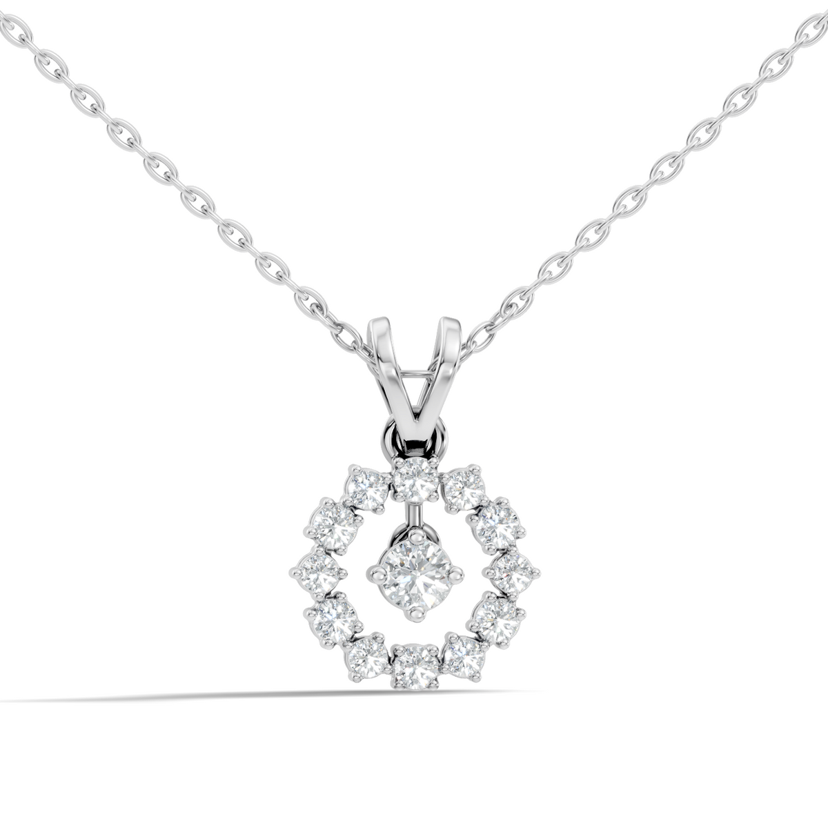 Stunning 0.38 Ct Round Diamond Charm Pendant 18K White Gold Jewelry For Women - HIGHCARAT DIAMONDS