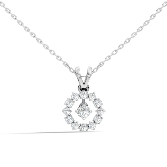 Stunning 0.38 Ct Round Diamond Charm Pendant 18K White Gold Jewelry For Women - HIGHCARAT DIAMONDS