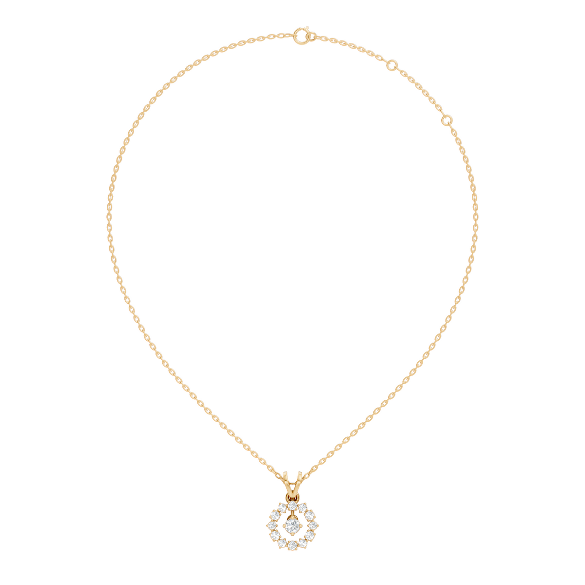 Stunning 0.38 Ct Round Diamond Charm Pendant 18K White Gold Jewelry For Women - HIGHCARAT DIAMONDS