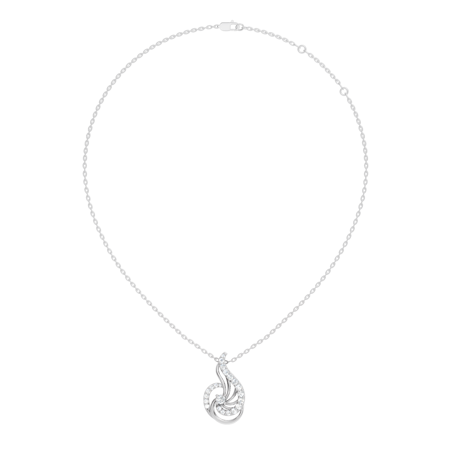 Sophisticated Round Cut Diamond Pendant in 14K White Gold Ideal Gift for Her - HIGHCARAT DIAMONDS