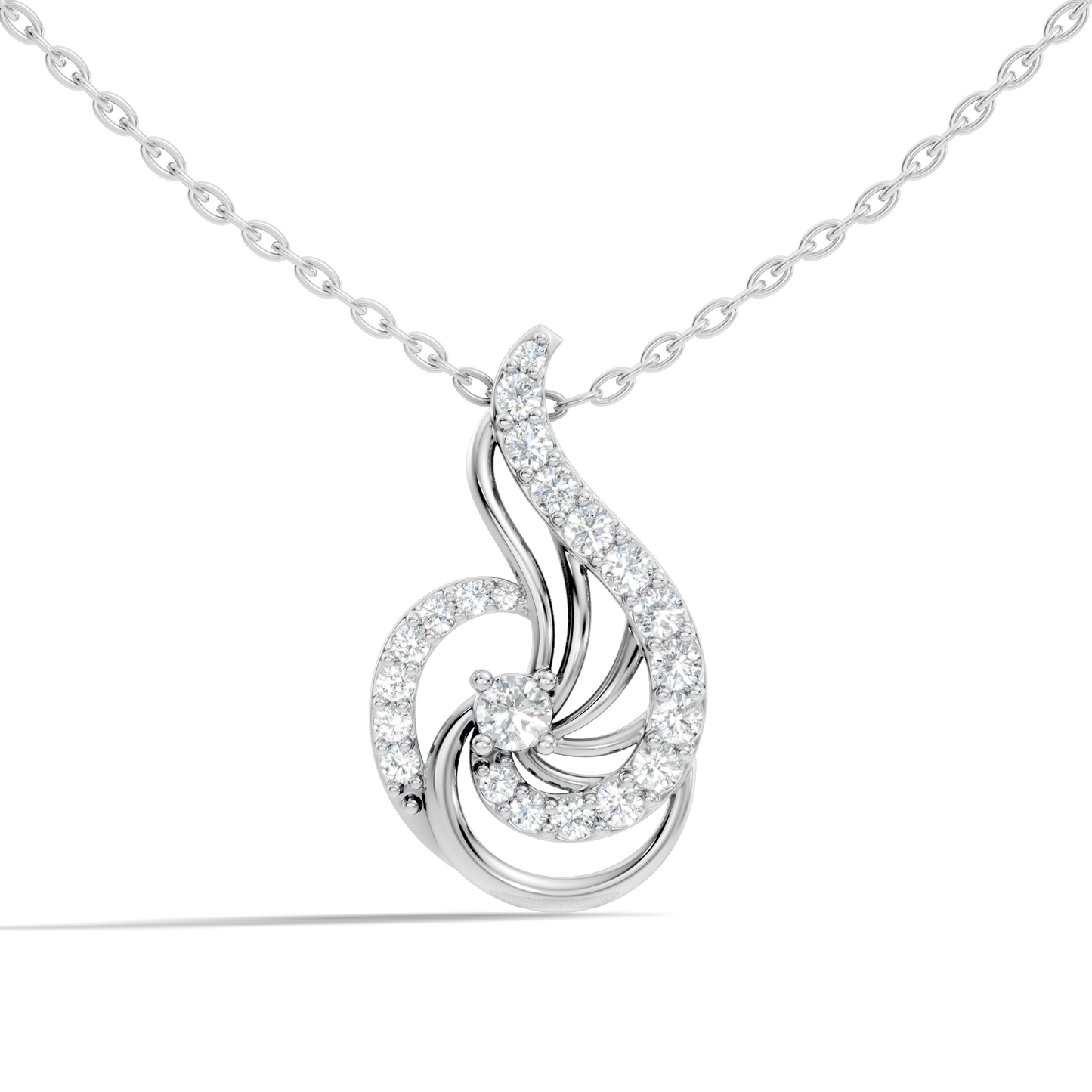 Sophisticated Round Cut Diamond Pendant in 14K White Gold Ideal Gift for Her - HIGHCARAT DIAMONDS