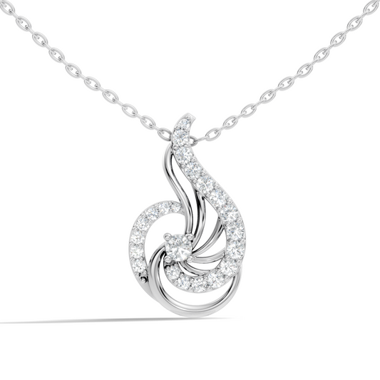 Sophisticated Round Cut Diamond Pendant in 14K White Gold Ideal Gift for Her - HIGHCARAT DIAMONDS