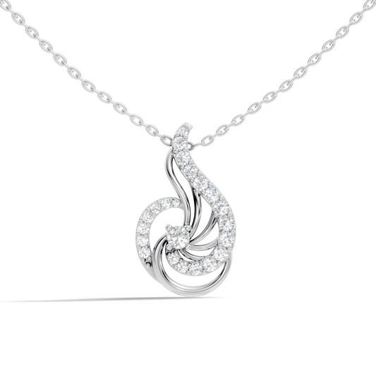 Sophisticated Round Cut Diamond Pendant in 14K White Gold Ideal Gift for Her - HIGHCARAT DIAMONDS