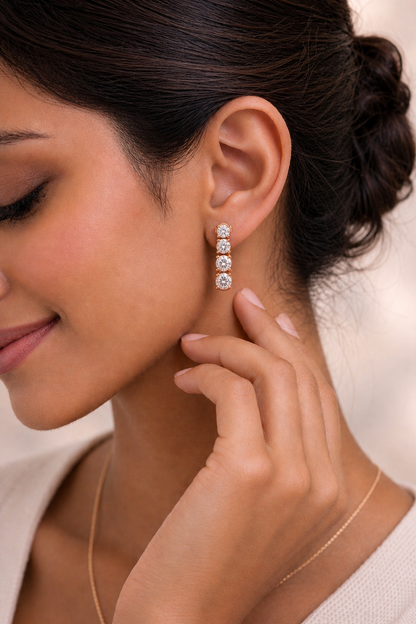 Round Shape Lab Grown Diamond Unique Drop Earring - HIGHCARAT DIAMONDS