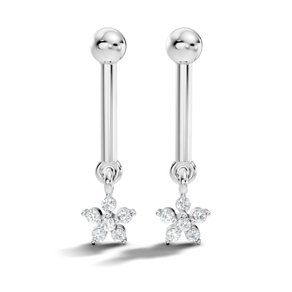 Round Shape Lab Grown & Natural Diamond 10k Solid Gold Very Classic shiny Earrings For Her
